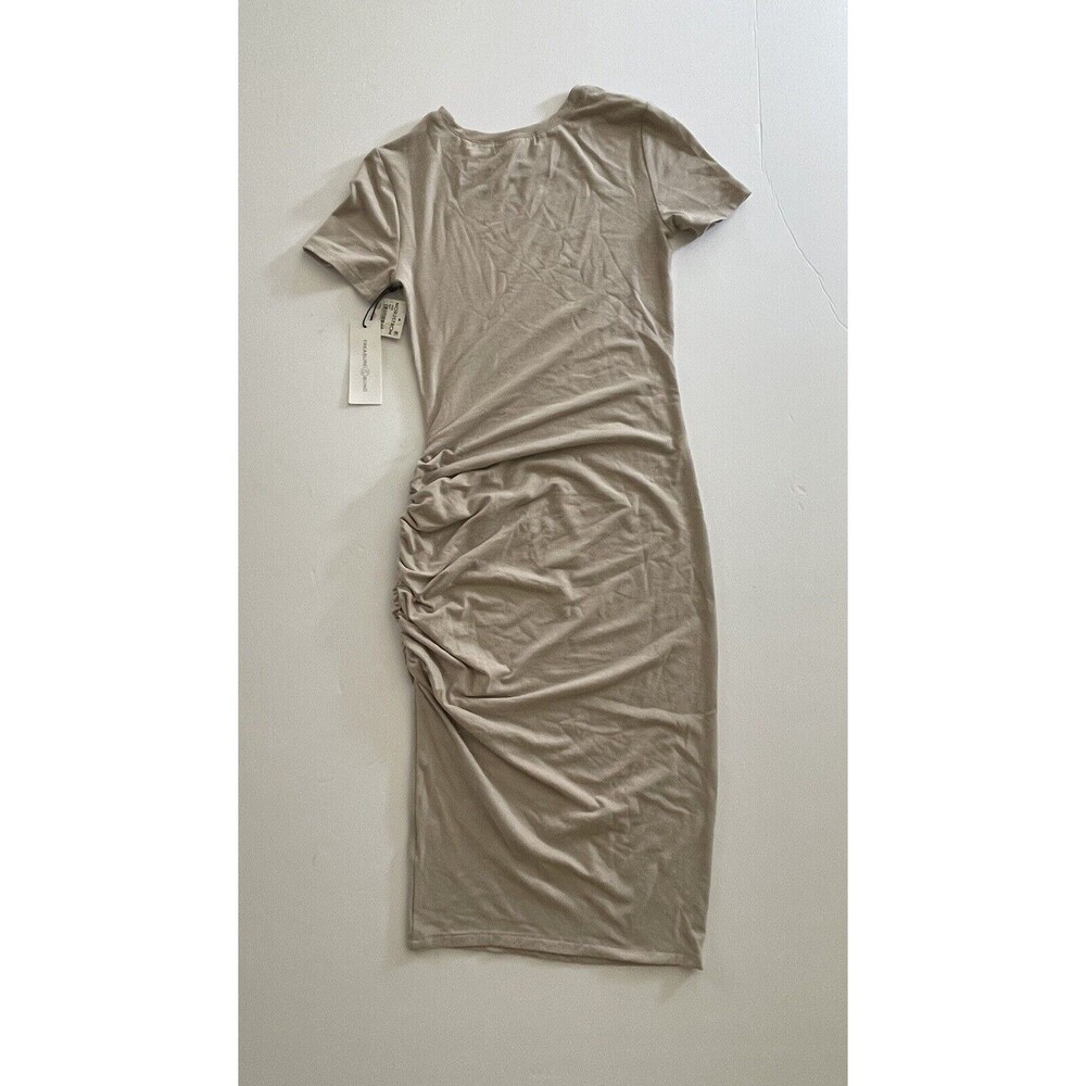 NEW Treasure & Bond Side Ruched Body-con Dress In Beige Size XXS - Picture 10 of 10